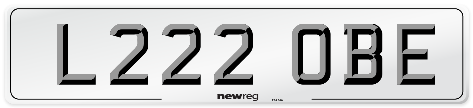 L222 OBE Number Plate from New Reg